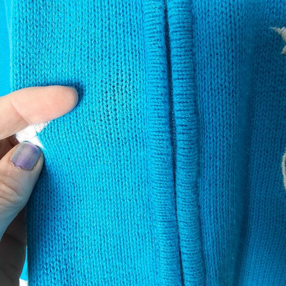 Jennifer Lauren 1X Blue Snowman Christmas Zip Sweater Embroidered Holiday - Picture 6 of 11